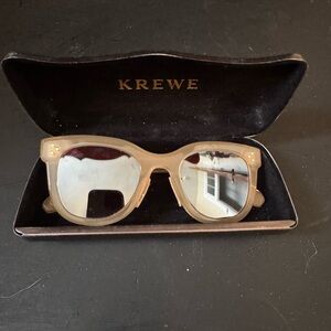 KREWE Cat-Eye Sunglasses in Beige with Mirrored Lenses